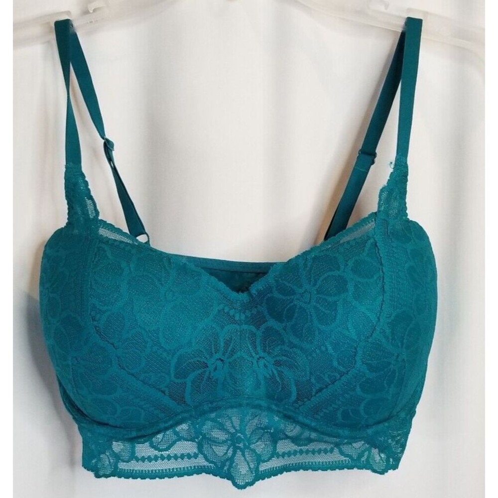 Victoria's Secret Lace Bralette Teal Large (DD) Padded Adjustable Strap
